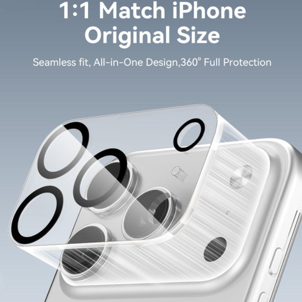 iPhone 18 Pro Max Tempered Camera Lens Protection Glass - Transparent / Black
