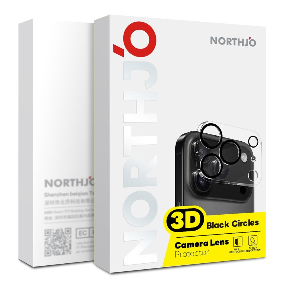 iPhone Fold NORTHJO Tempered Camera Lens Glass - 2 Pcs. - Transparent / Black