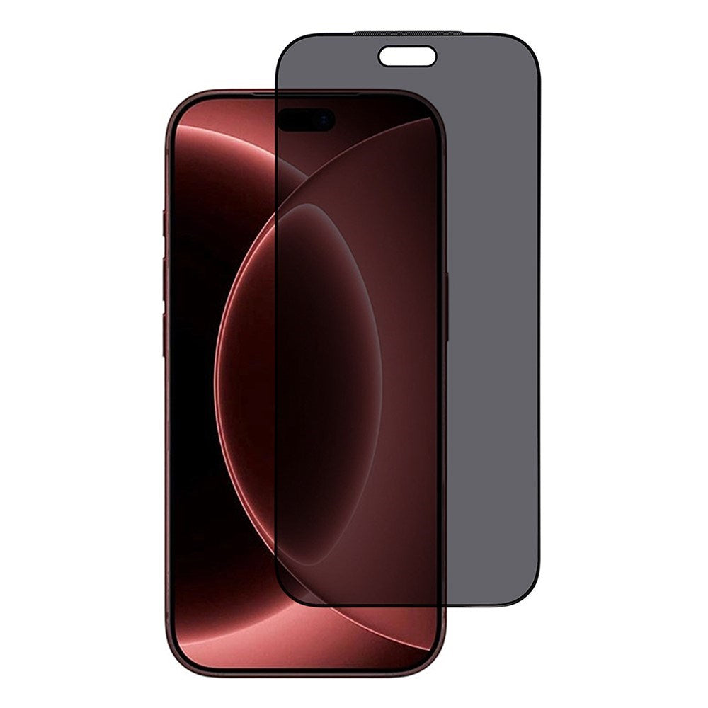 iPhone 18 Pro Privacy Skærmbeskyttelse - Tempered Glass Screen Protector with Silk Printing - Transparent