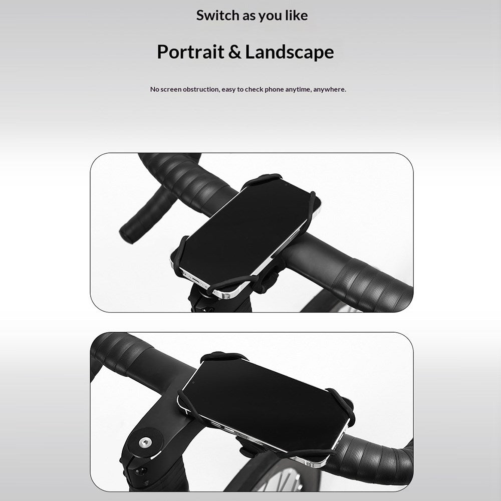 Universal Mobile Phone Holder for Bicycle - Flexible Silicone - Mobile Size: approx. 120 - 180mm - Black