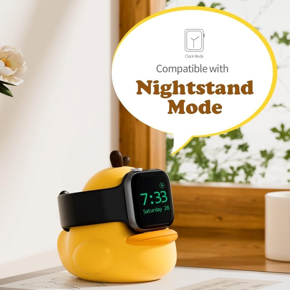 Silicone Charger Stand for Apple Watch - Cute Duck - Yellow