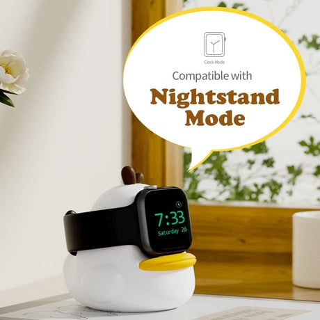 Silicone Charger Stand for Apple Watch - Cute Duck - White