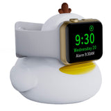 Silicone Charger Stand for Apple Watch - Cute Duck - White