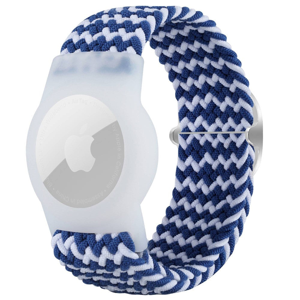 AirTag Braided Fabric Strap - Blue / White