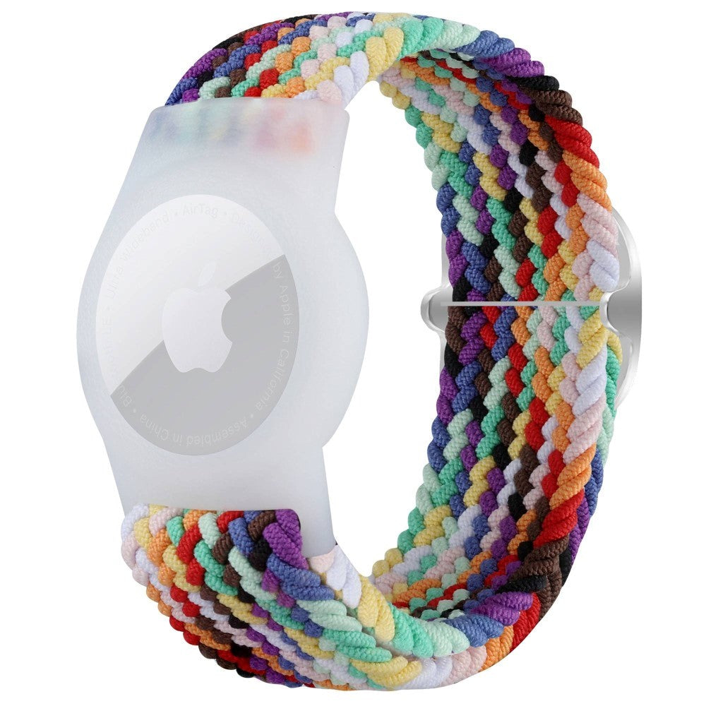 AirTag Braided Fabric Strap - Rainbow