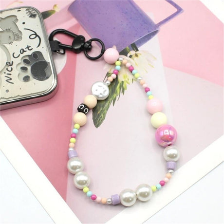 Wrist Strap w. Beads - 30cm - Pink