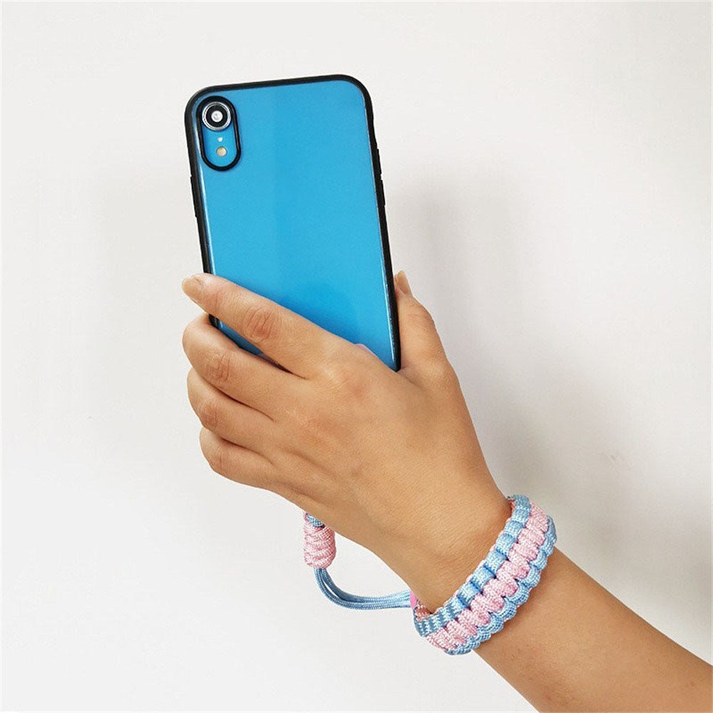 Adjustable Wrist Strap for Mobile - Braided Polyester - Brown / Grey