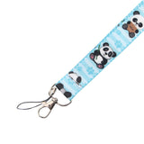 Key Hanger with strap and Carabiner Lock - Cute Pandas - Green