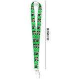 Key Hanger with strap and Carabiner Lock - Cute Pandas - Green