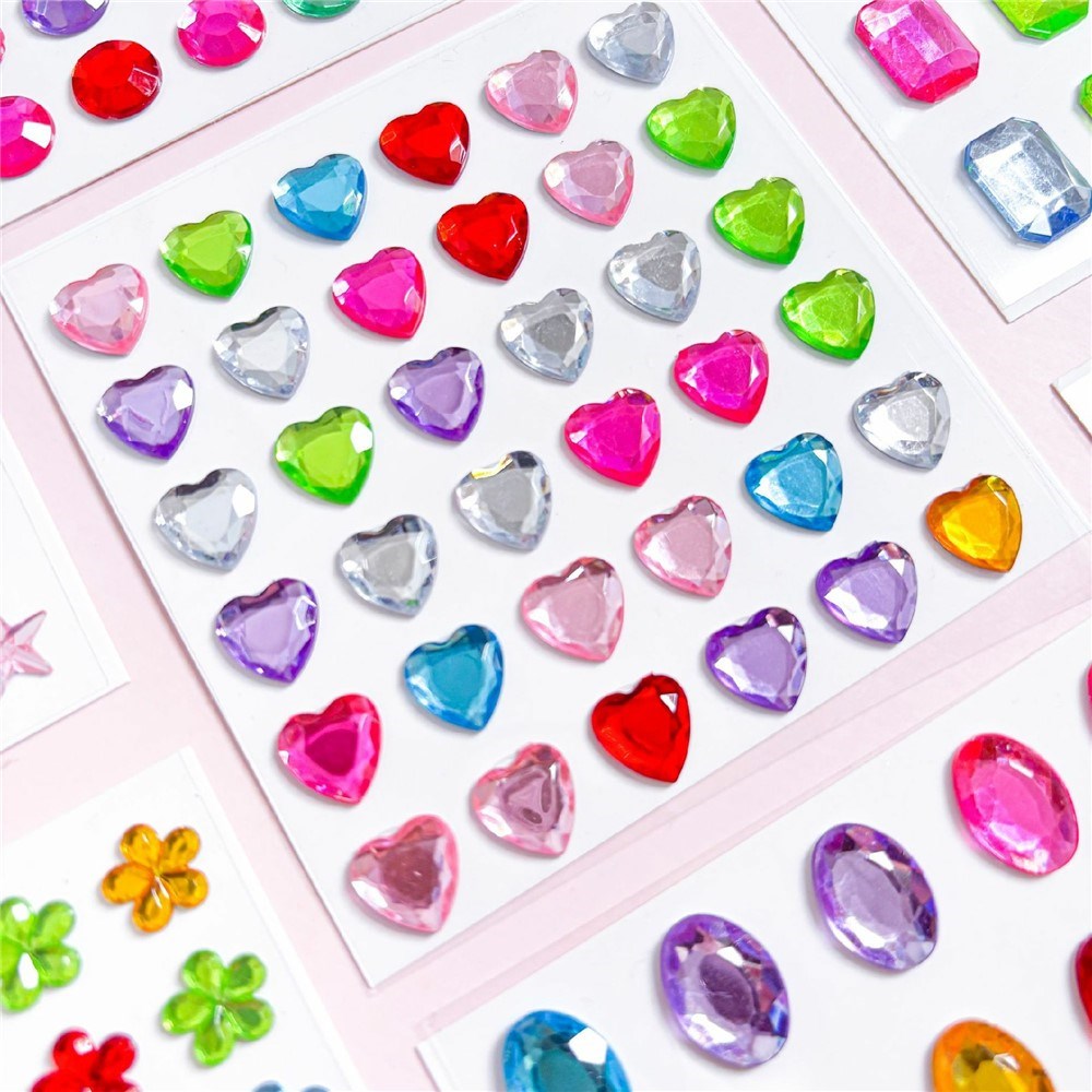 Multicolor Self-Adhesive Crystal 3D Stickers - 36 pcs - Square