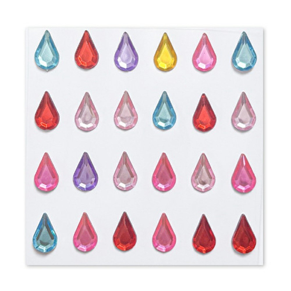 Multicolor Self-Adhesive Crystal 3D Stickers - 24 pcs - Drops