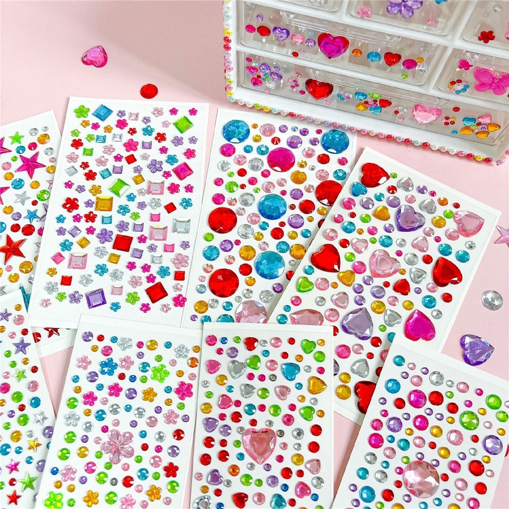 Multicolor Self-Adhesive Crystal 3D Stickers - 65 pcs - Oval