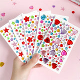 Multicolor Self-Adhesive Crystal 3D Stickers - 88 pcs - Flowers