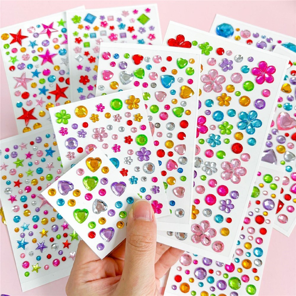 Multicolor Self-Adhesive Crystal 3D Stickers - 88 pcs - Square