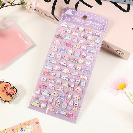 Mini 3D Bubble Foam Stickers for Phone & Camera Section - Bunnies & Food