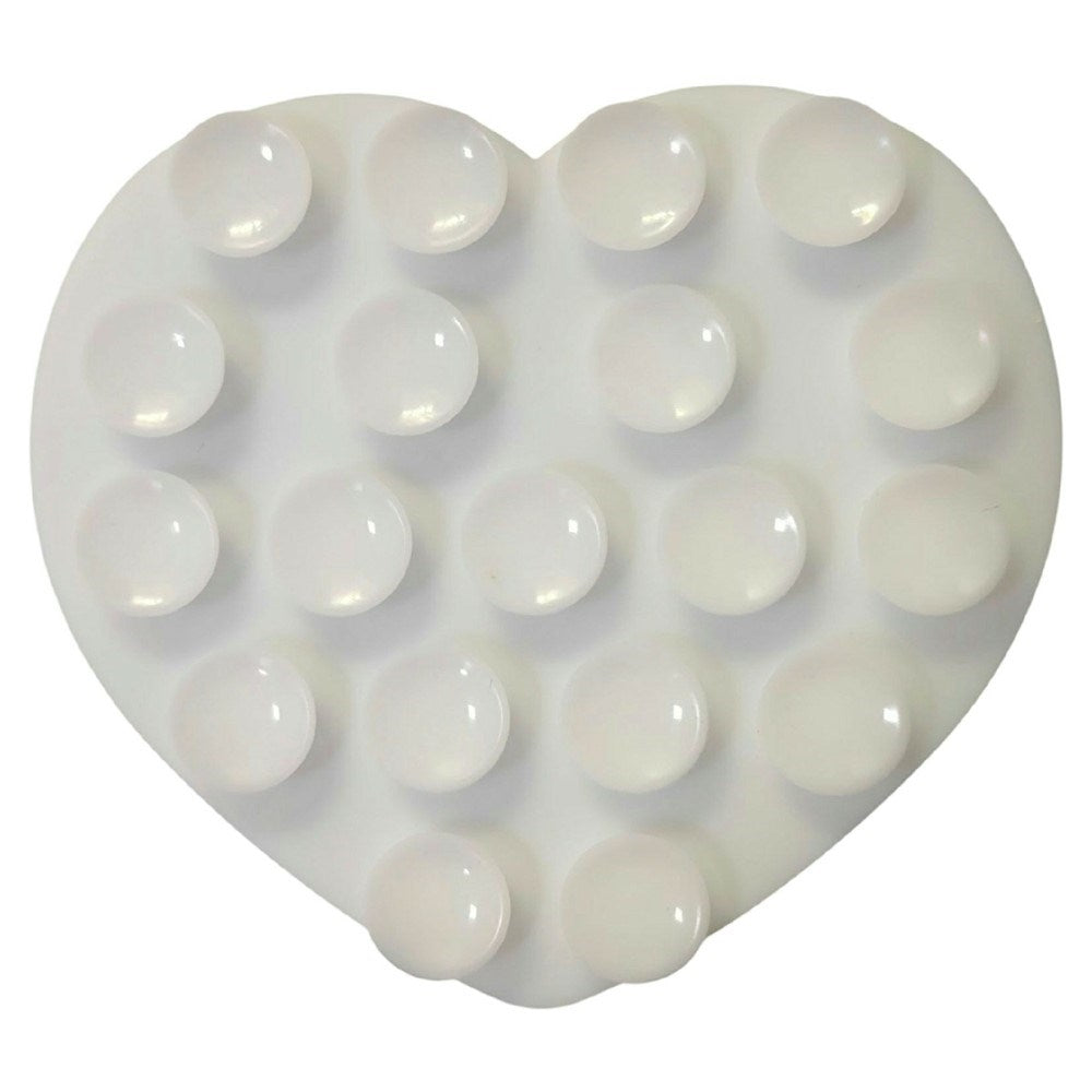 Heart-Shaped Silicone Suction Cup Phone Holder - White