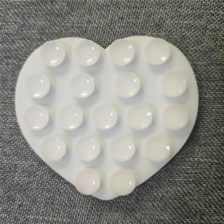 Heart-Shaped Silicone Suction Cup Phone Holder - White