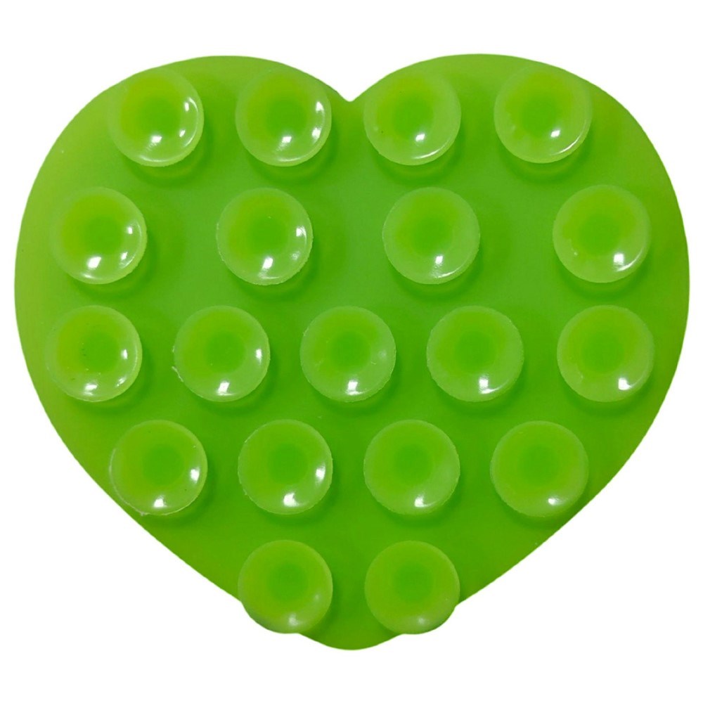 Heart-Shaped Silicone Suction Cup Phone Holder - Light Green