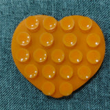 Heart-Shaped Silicone Suction Cup Phone Holder - Orange