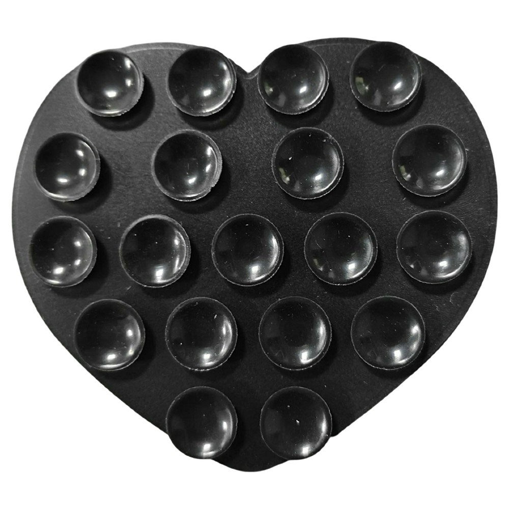 Heart-Shaped Silicone Suction Cup Phone Holder - Black