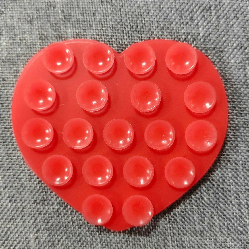 Heart-Shaped Silicone Suction Cup Phone Holder - Red