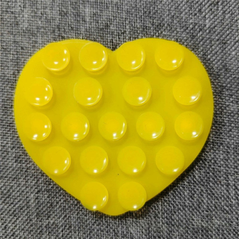 Heart-Shaped Silicone Suction Cup Phone Holder - Yellow