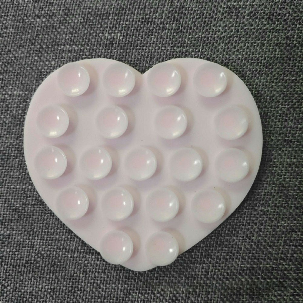 Heart-Shaped Silicone Suction Cup Phone Holder - Beige