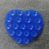Heart-Shaped Silicone Suction Cup Phone Holder - Blue