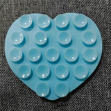 Heart-Shaped Silicone Suction Cup Phone Holder - Light Blue