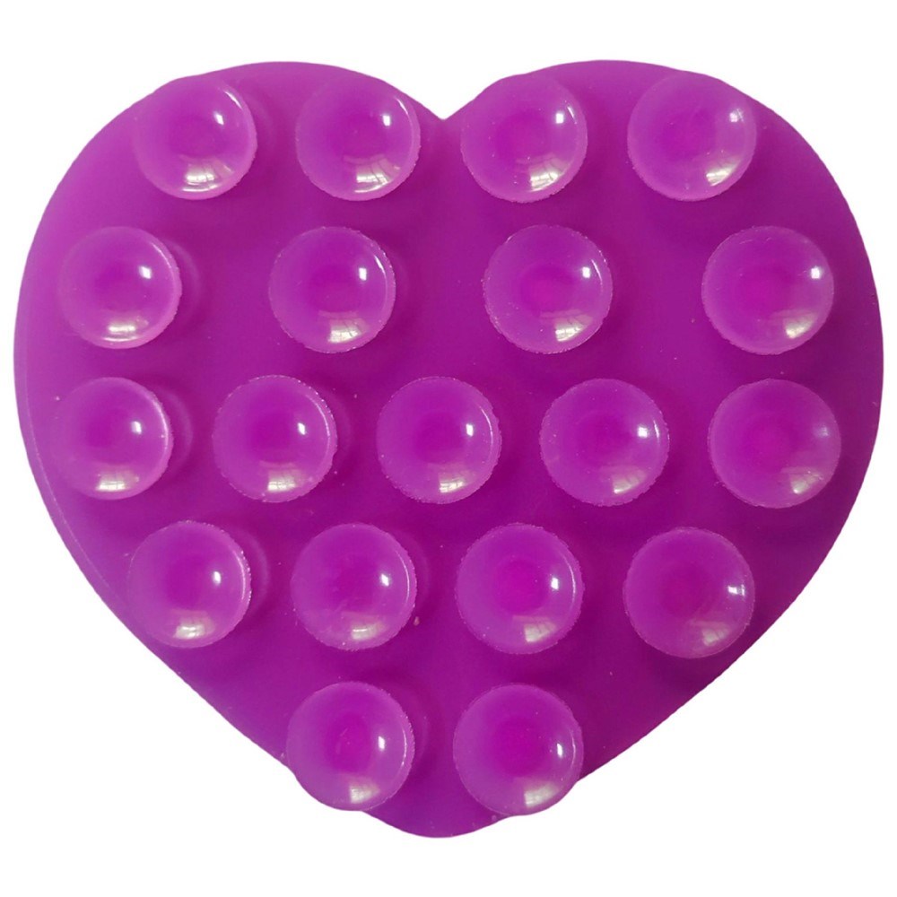 Heart-Shaped Silicone Suction Cup Phone Holder - Purple