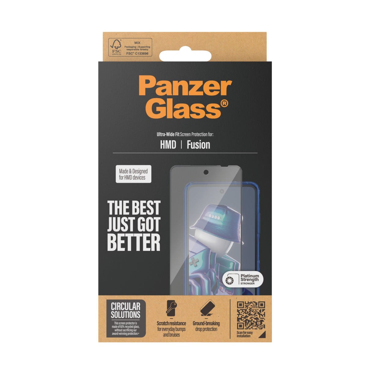 HMD Fusion - PanzerGlass Ultra-Wide Fit Screen Protector - Transparent/Black Edge