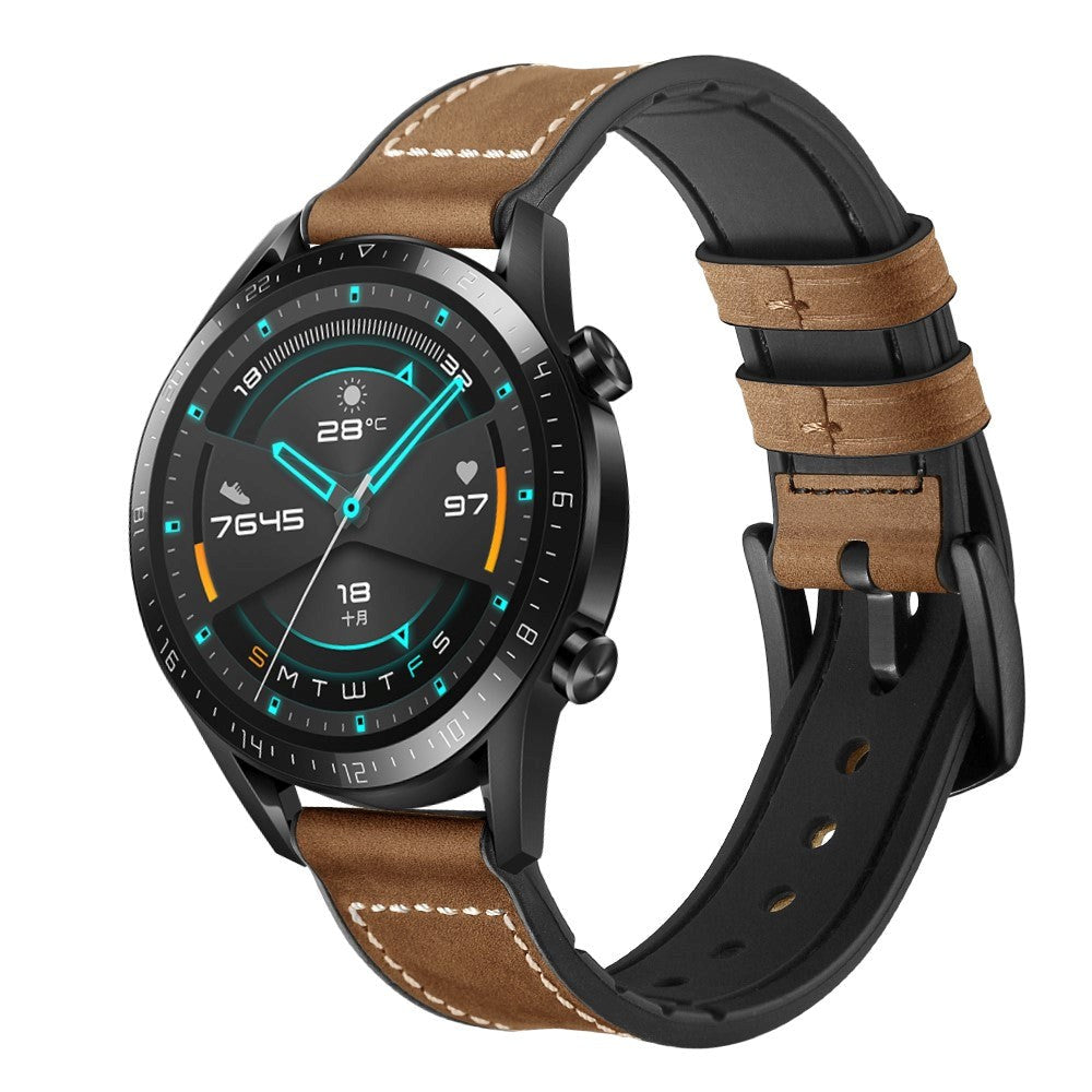 Smartwatch Universal (22mm) Leather Strap - Dark Brown / Black