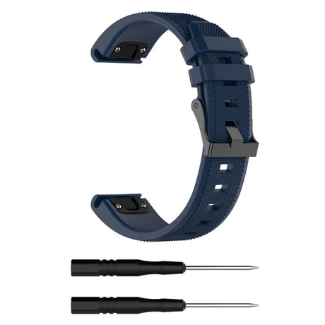 Universal Garmin Grooved Silicone 22mm QuickFit Strap - Dark Blue