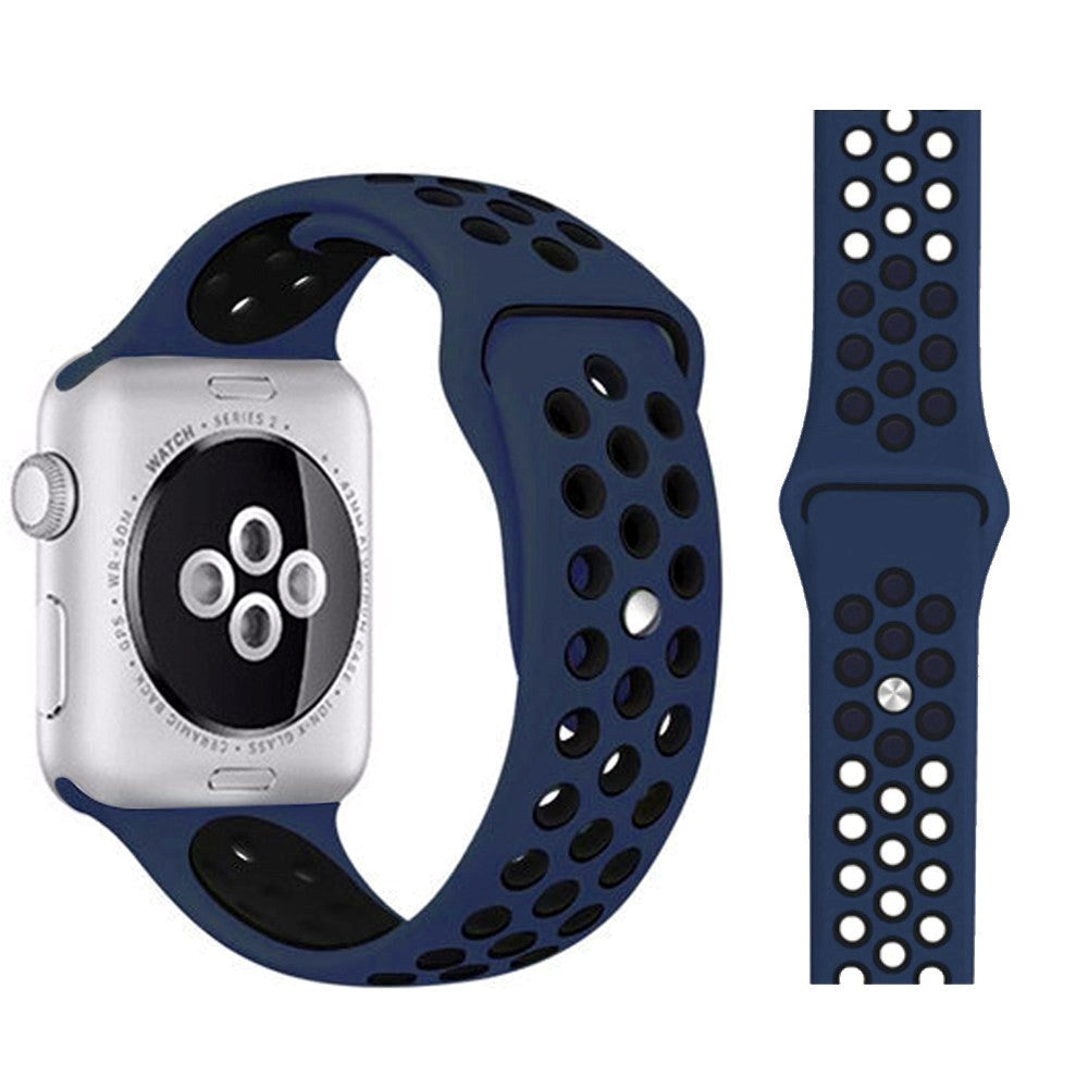 Apple Watch 38-40mm Two-Color Silicone Strap - Dark Blue / Black