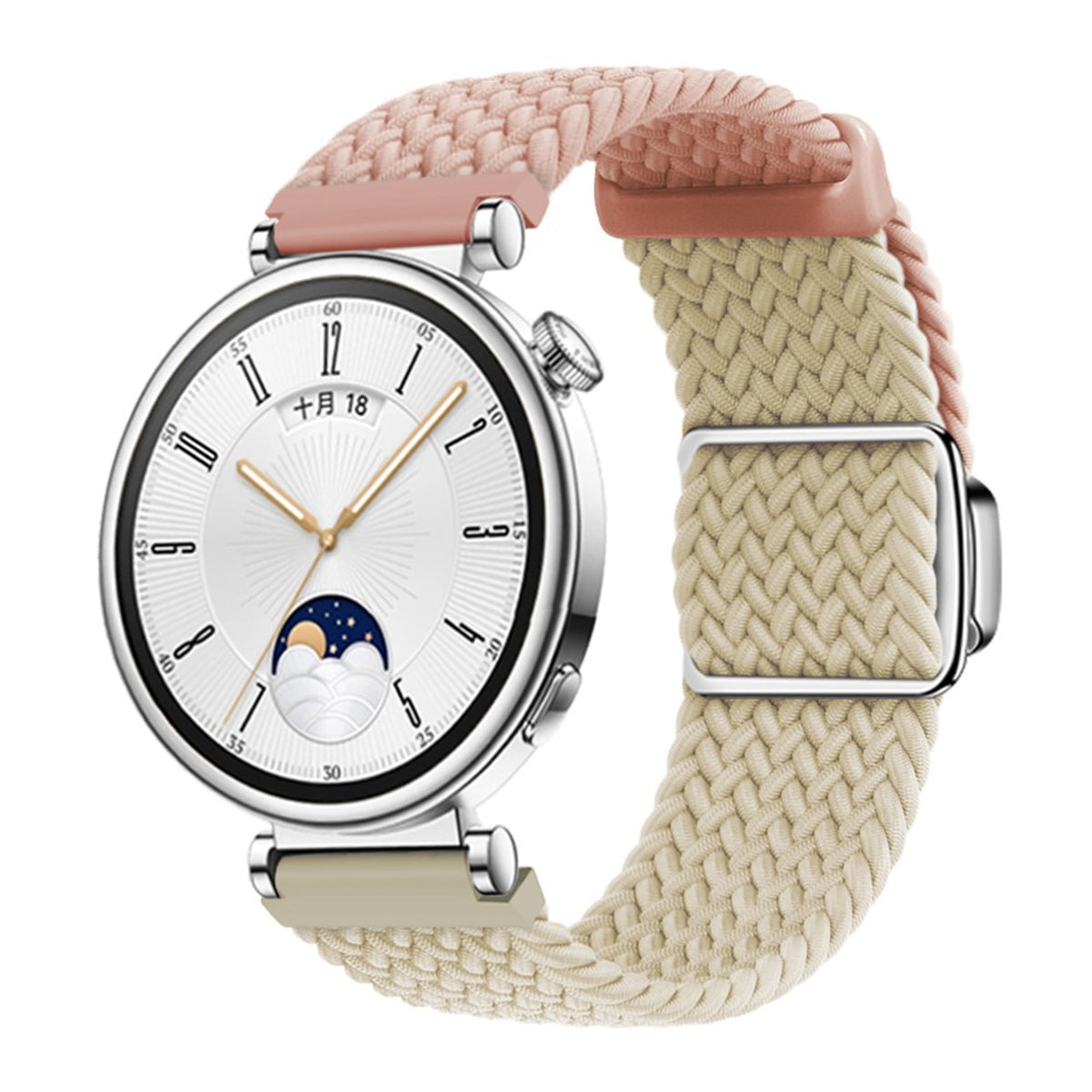 Universal 18mm EIDERWOOD Woven Watch Strap - Pink / Beige