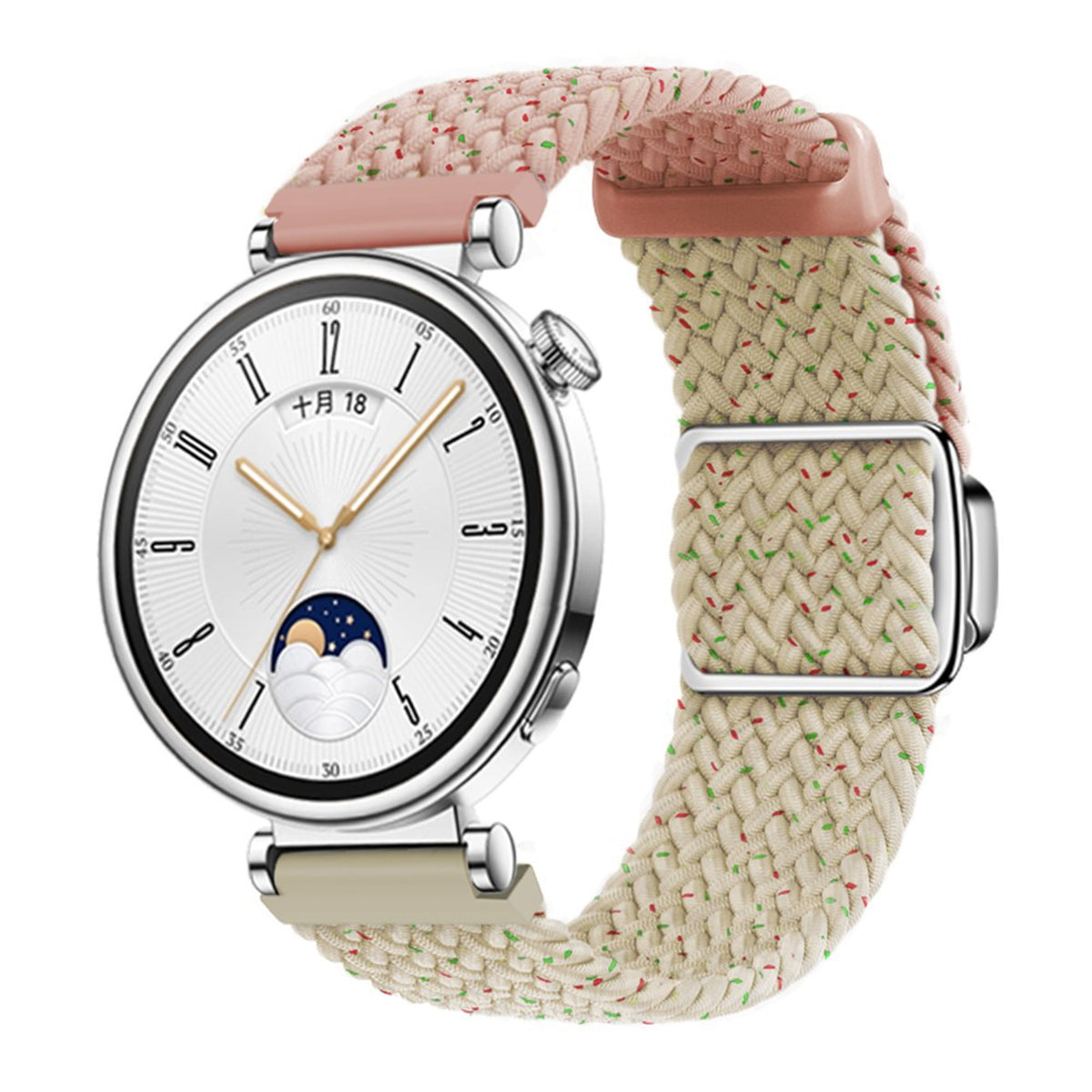 Universal 18mm EIDERWOOD Woven Watch Strap - Confetti Pink / Beige