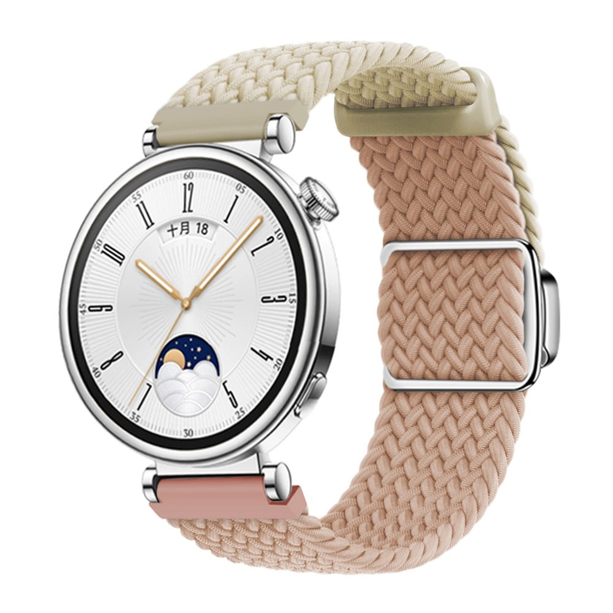 Universal 18mm EIDERWOOD Woven Watch Strap - Beige / Pink