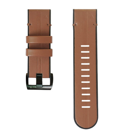 Universal Garmin Strap (26mm QuickFit) Leather & Silicone Strap - Light Brown / Black