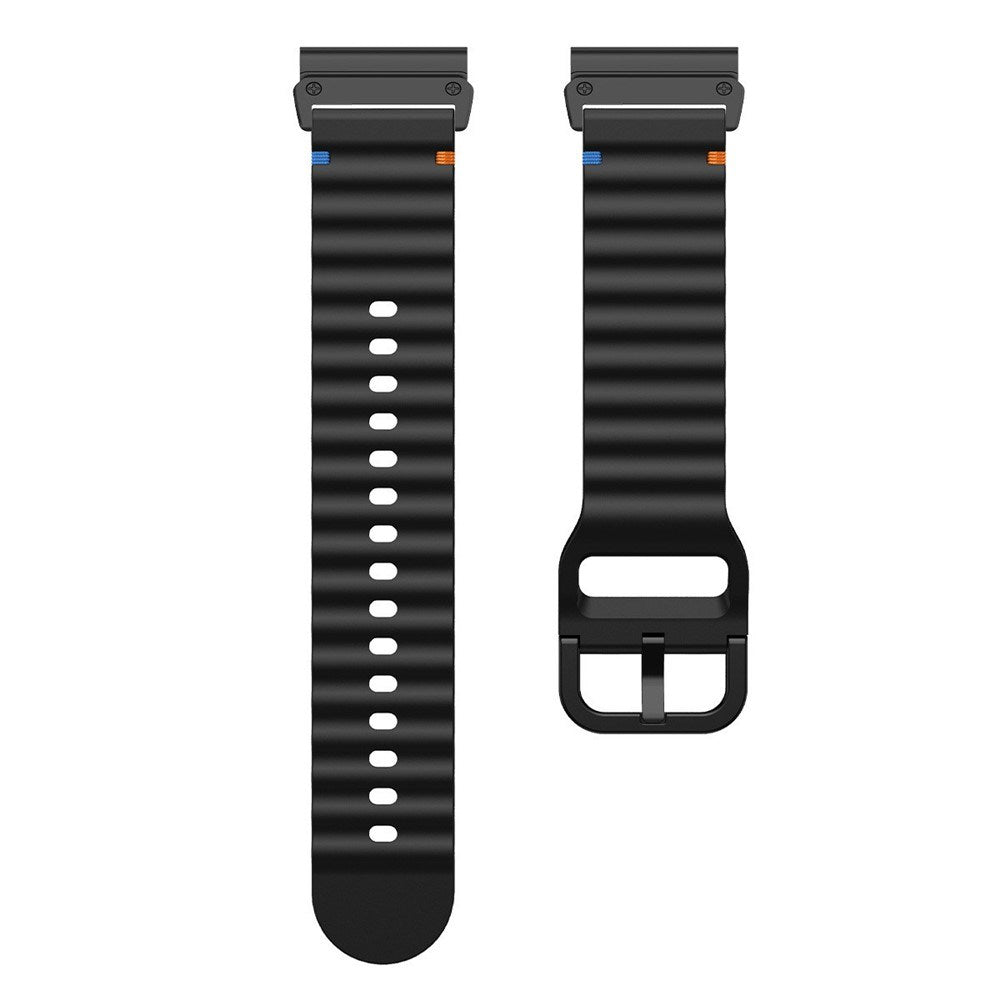 Universal Garmin 26mm QuickFit EIDERWOOD Wavy Silicone Strap - Black
