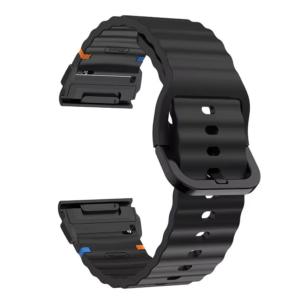 Universal Garmin 22mm QuickFit EIDERWOOD Wavy Silicone Strap - Black