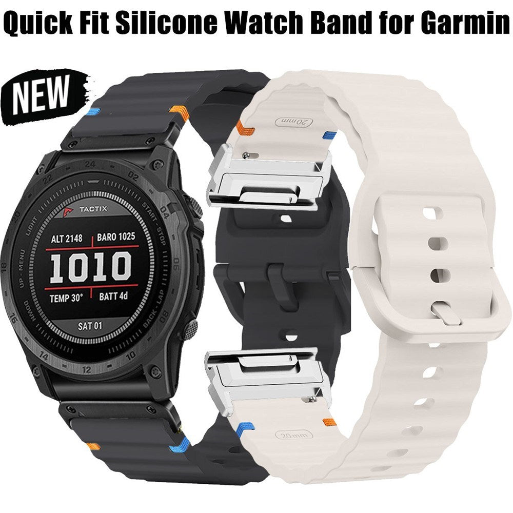 Universal Garmin 22mm QuickFit EIDERWOOD Wavy Silicone Strap - Dark Grey