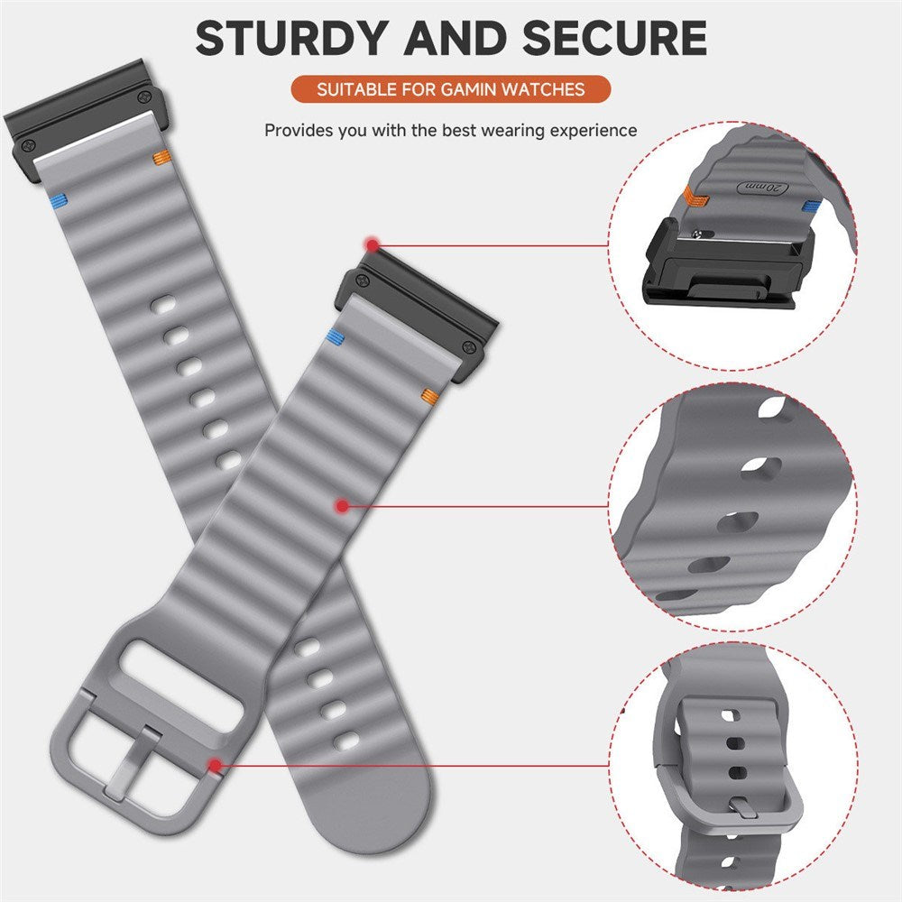 Universal Garmin 22mm QuickFit EIDERWOOD Wavy Silicone Strap - Beige