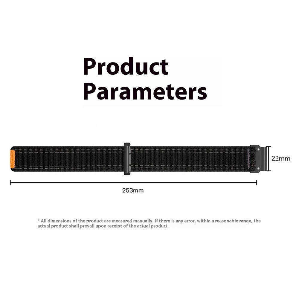 Universal Garmin 22mm QuickFit EIDERWOOD Nylon Loop Watch Strap - Black