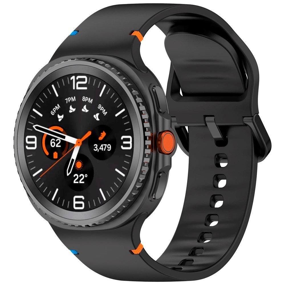 EIDERWOOD Samsung Galaxy Watch 8 / 8 Classic (40 / 44 / 46mm) Silicone Strap with Stitching Line - Black
