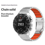 Universal Garmin 26mm QuickFit EIDERWOOD Titanium Strap w. Colored Silicone - Silver / Orange