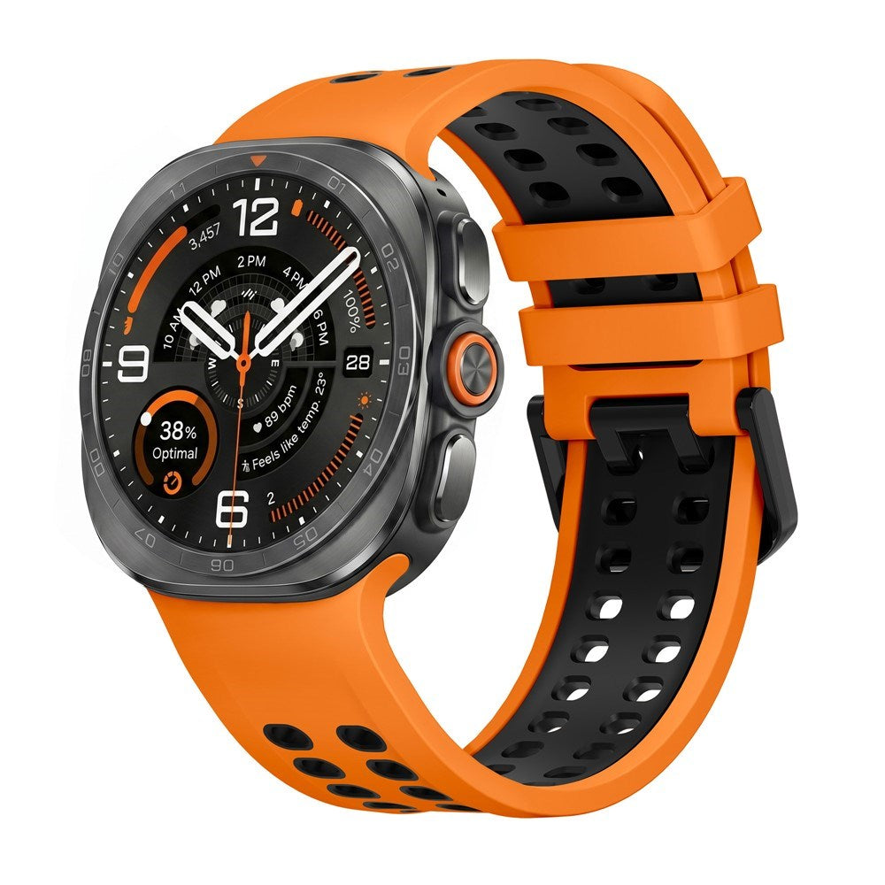 Samsung Galaxy Watch Ultra 2 / Ultra (47mm) Silicone Strap with Ventilation Holes - Orange / Black