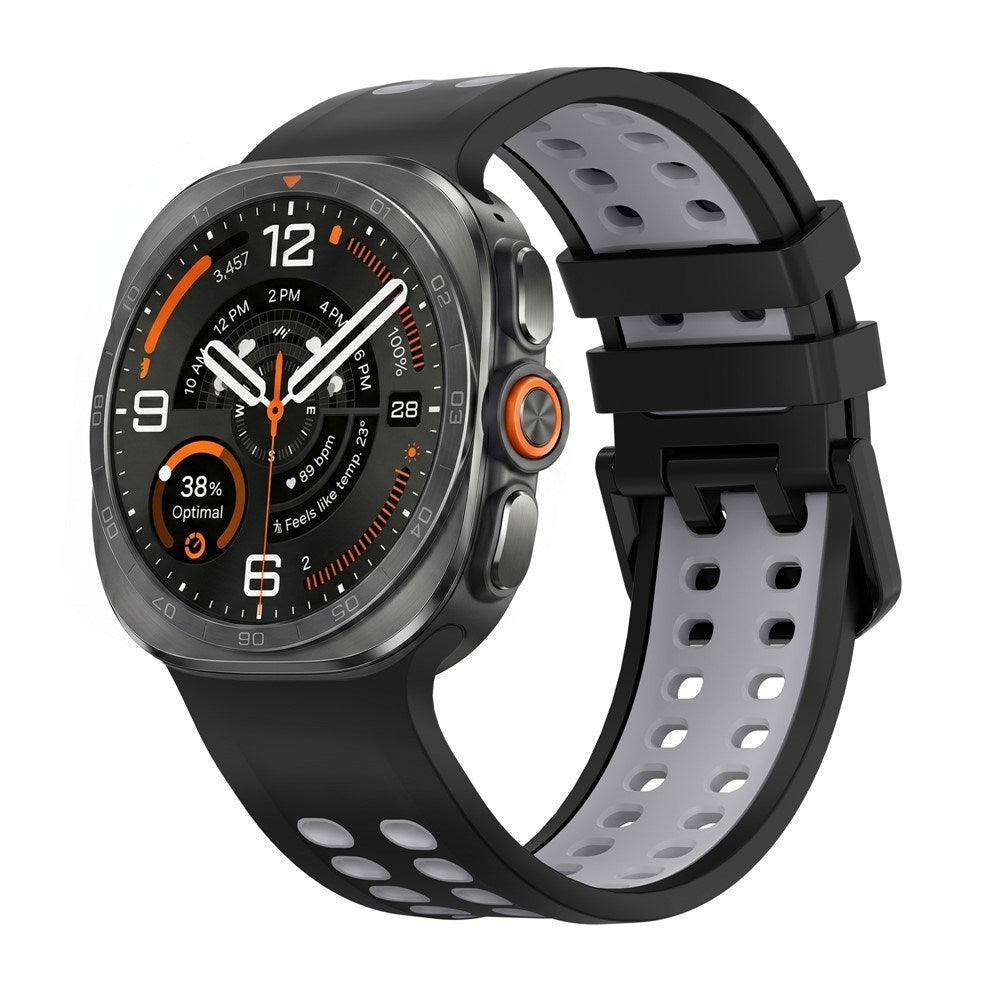 Samsung Galaxy Watch Ultra 2 / Ultra (47mm) Silicone Strap with Ventilation Holes - Black / Grey