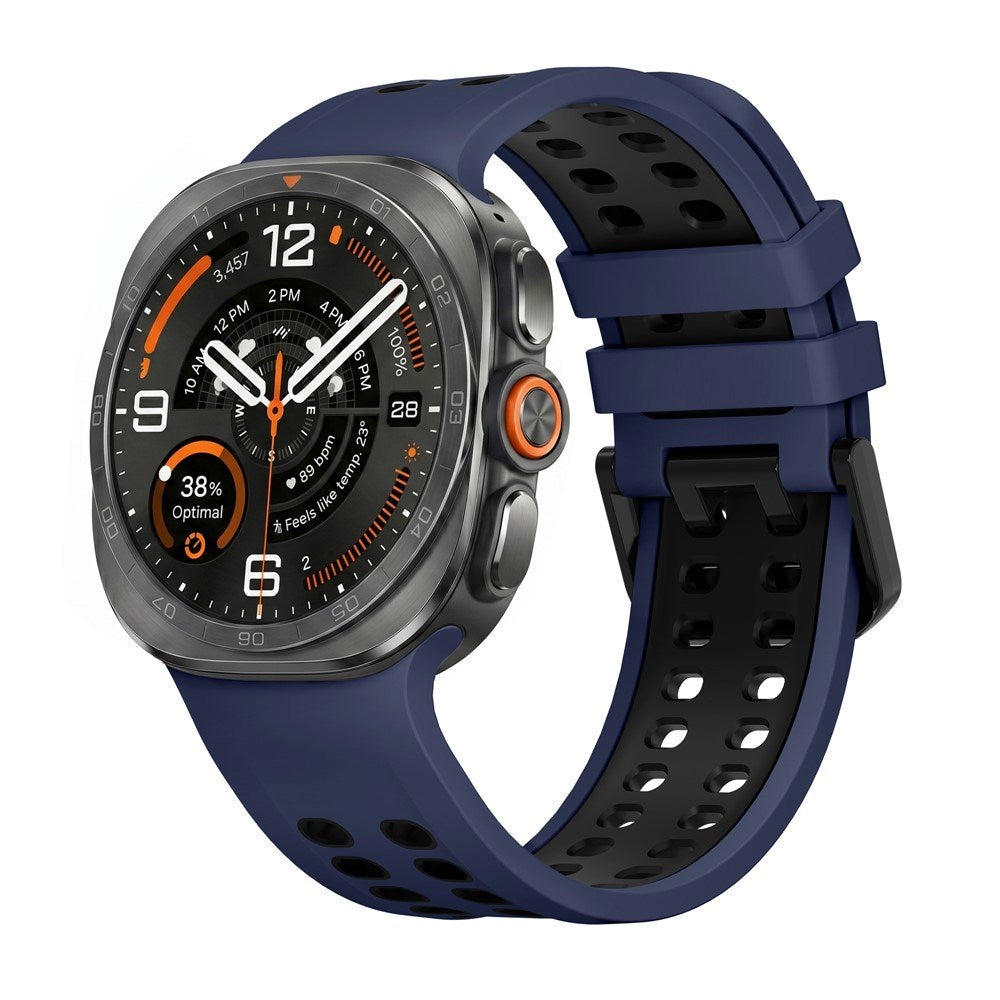 Samsung Galaxy Watch Ultra 2 / Ultra (47mm) Silicone Strap with Ventilation Holes - Blue / Black