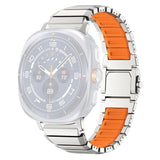 Samsung Galaxy Watch Ultra 2 / Ultra (47mm) Magnetic Metal Strap with Silicone - Silver / Orange