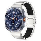 Samsung Galaxy Watch Ultra 2 / Ultra (47mm) Magnetic Metal Strap with Silicone - Silver / Black